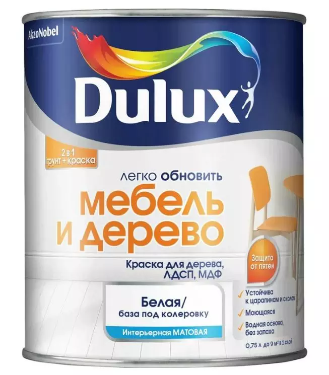 Краска Dulux Мебель и Дерево матовая BC 0,75л