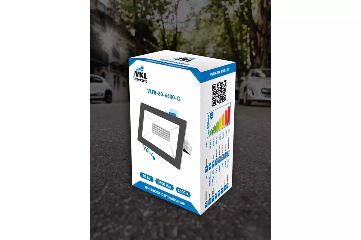 Прожектор светодиодный 220В 30Вт 6500К IP65 серый VKL electric 1208267