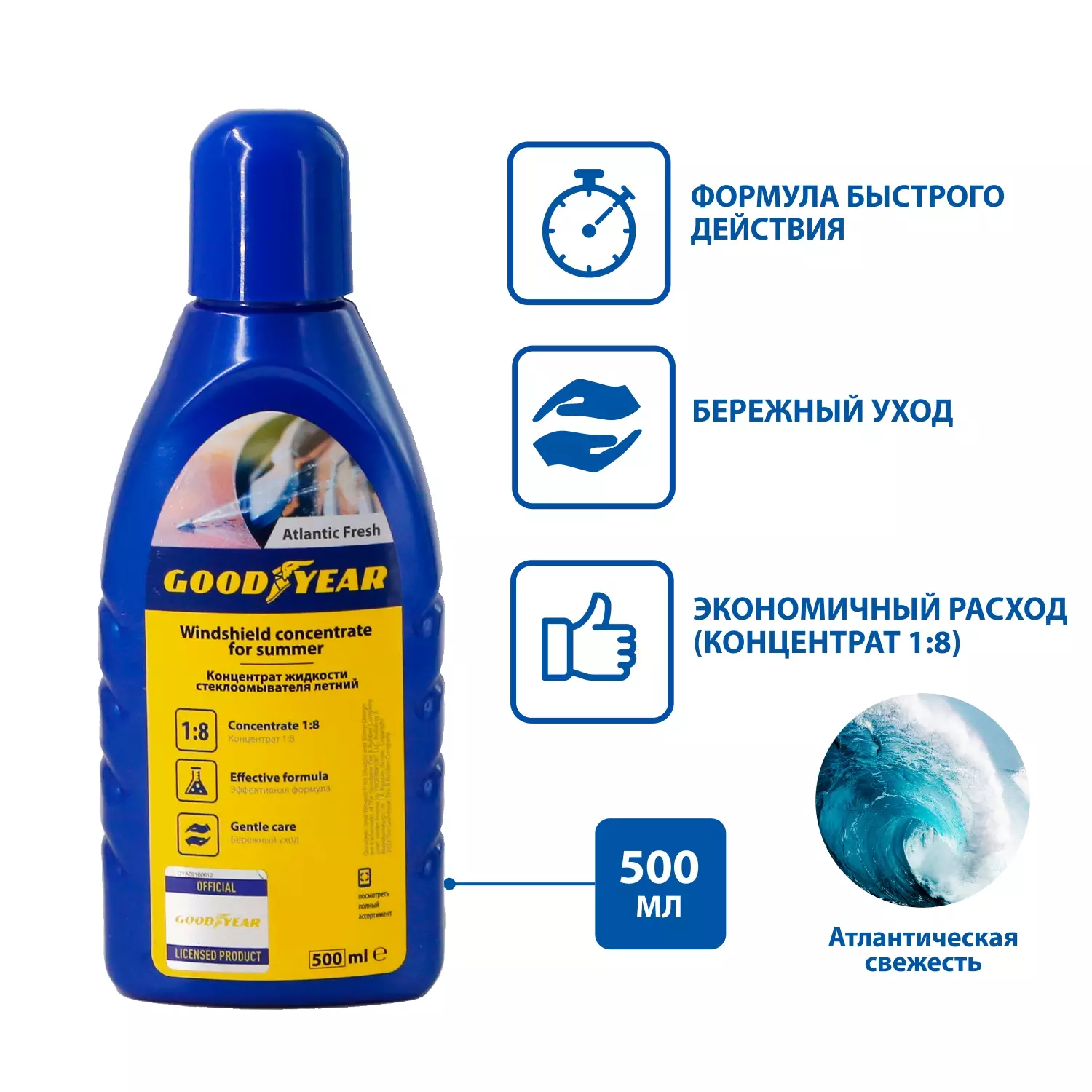 Омыватель стекла концентрат (летний) 1:8 (Атлантич.Свеж.) 500 мл