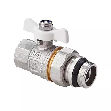 Кран шаровой 1/2&quot; ВР/американка никель бабочка белый ЛЮКС BV.521.04