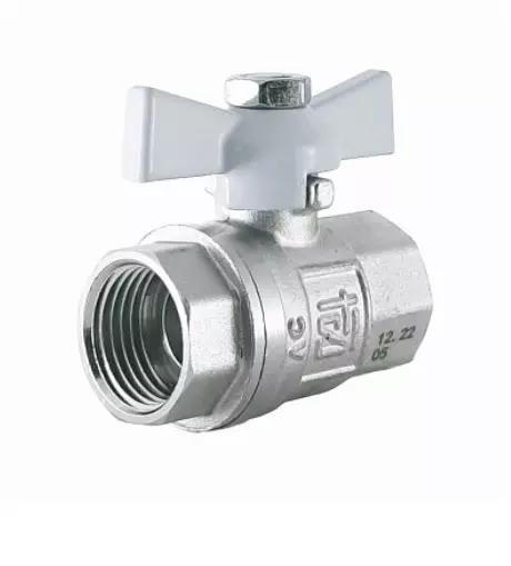 Кран шаровой полнопроходной 1/2" ВР никель, бабочка белая, STI 00000003449