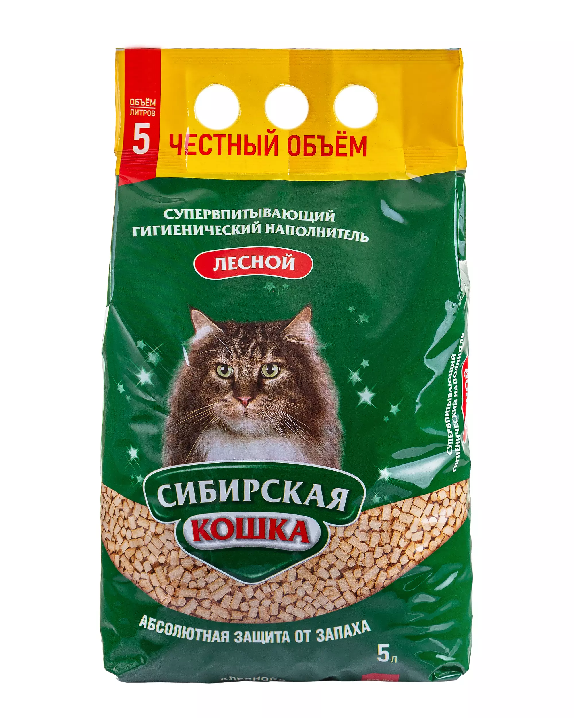 Кошачий наполнитель древесный СИБИРСКАЯ КОШКА Лесной 5 л