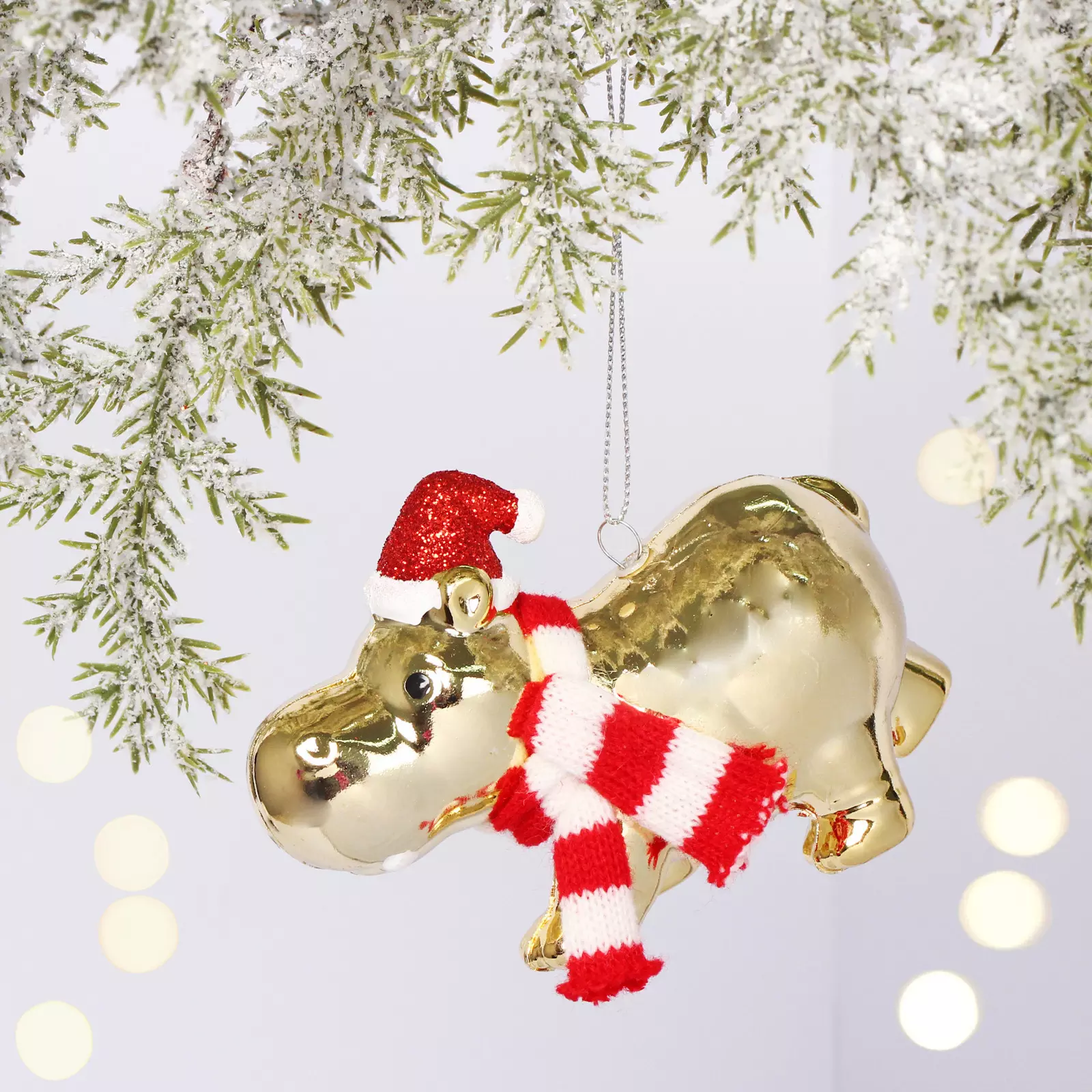 Елочная игрушка Веселый бегемот 5х10х8,5 см шампань 916-1689