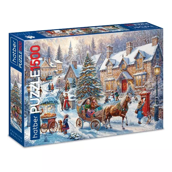 Новогодний пазл 1500 элементов 830х580 мм Праздничные гулянья Hatber Premium 093360
