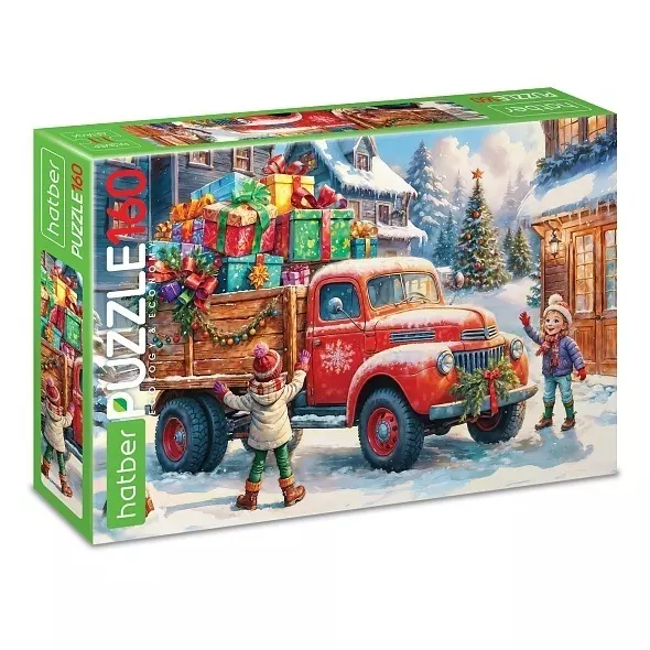 Новогодний пазл 160 элементов 330х220 мм Волшебный грузовик Hatber Eco 093237