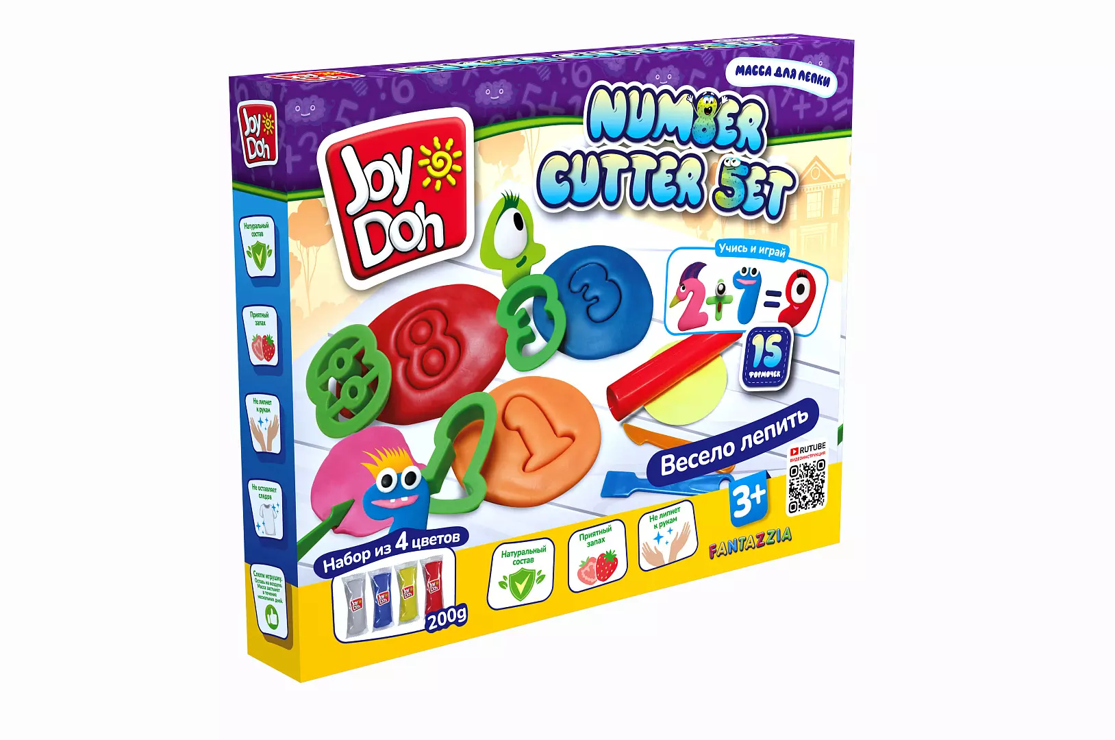 Масса для лепки Joy Doh, набор NUMBER CUTTER SET - УЧИМСЯ СЧИТАТЬ, пресс формы для цифр и вычислений