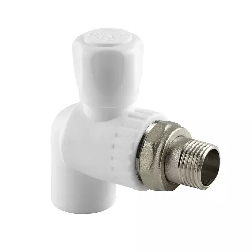 Кран шаровый для радиатора угловой полипропиленовый 25 3/4" НР, RTP 27860