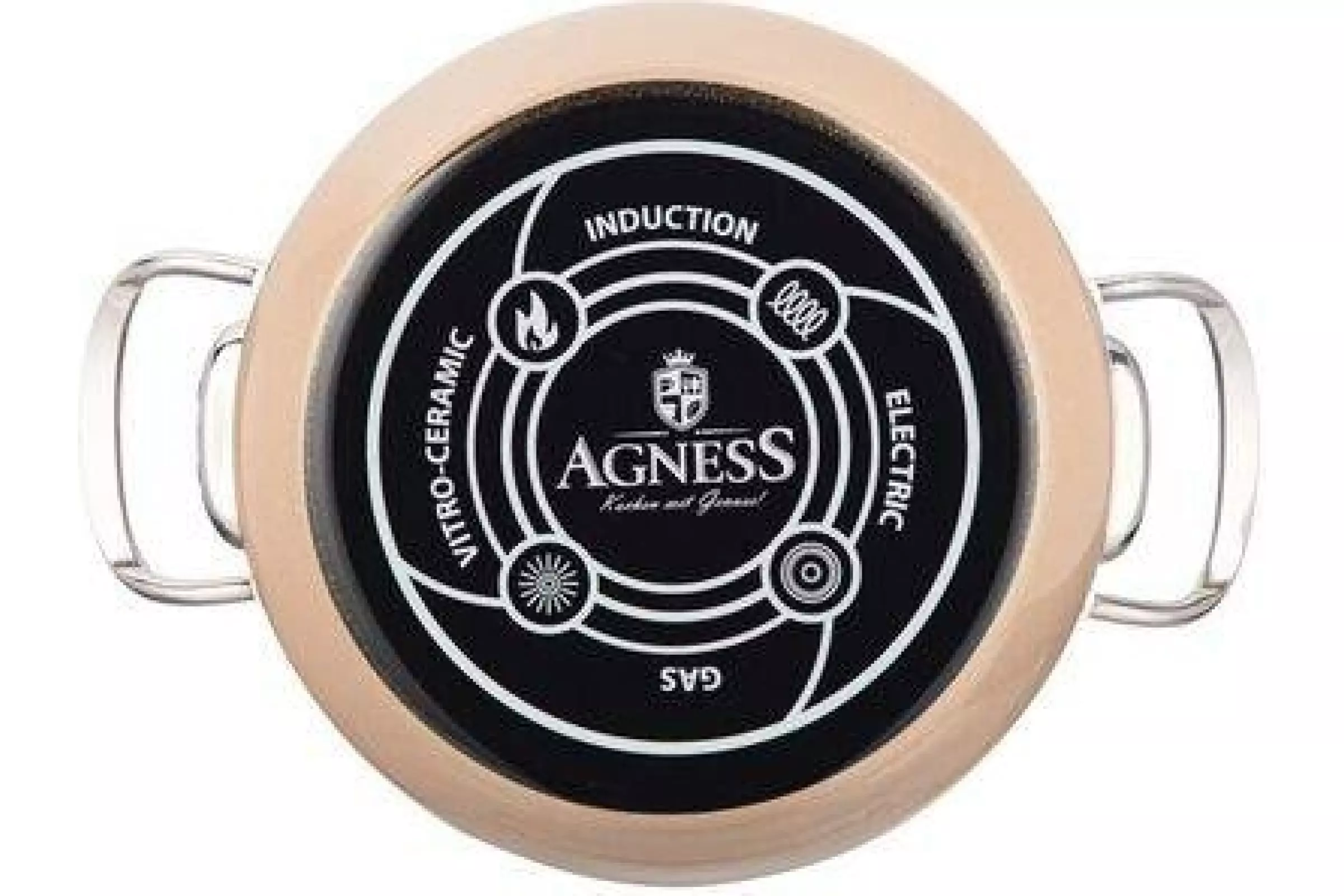 Кастрюля эмалированная 2 л с эффектом металлик AGNESS Deluxe, цвет Кофейный 901-080