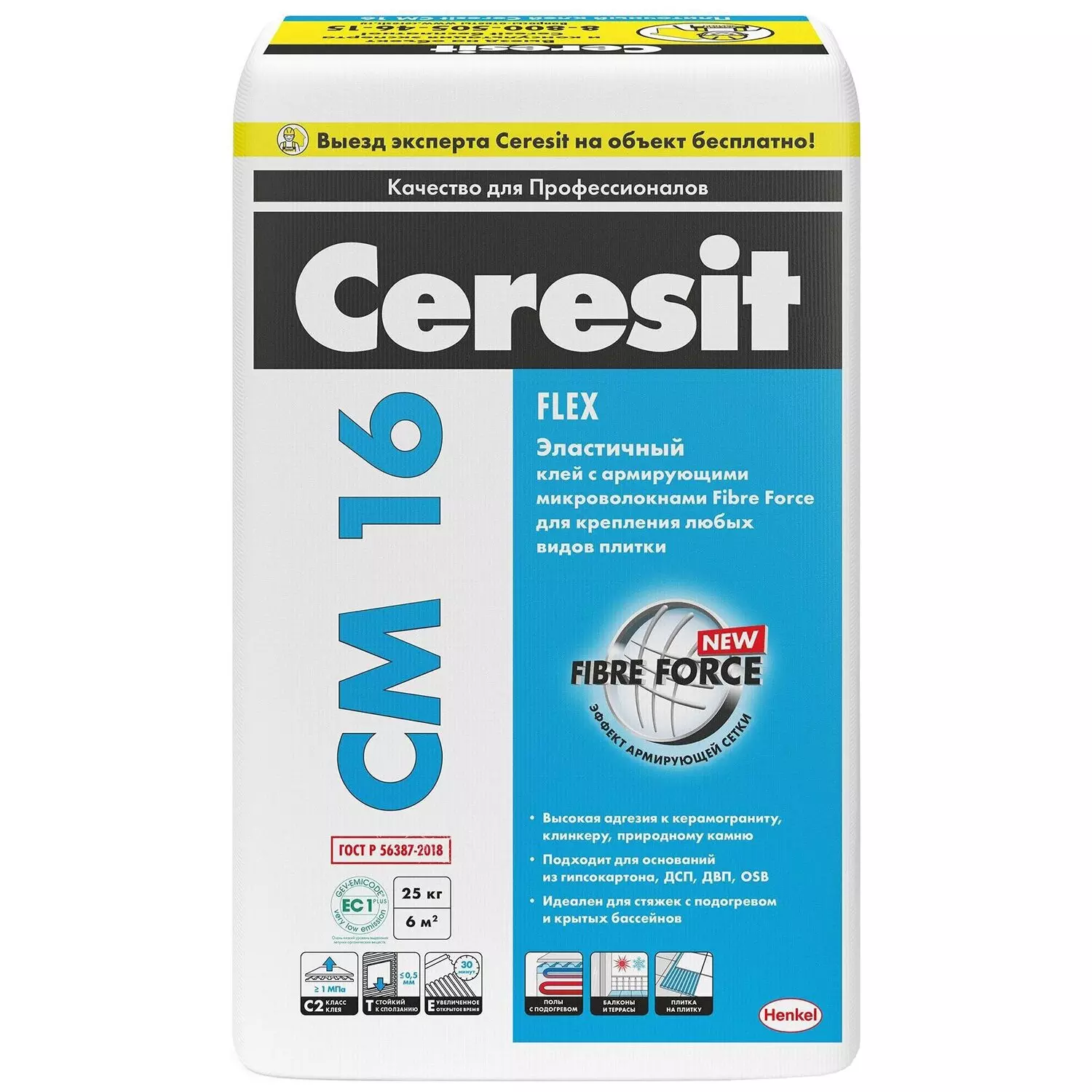Клей для плитки Ceresit CM 16 эластичный 25 кг