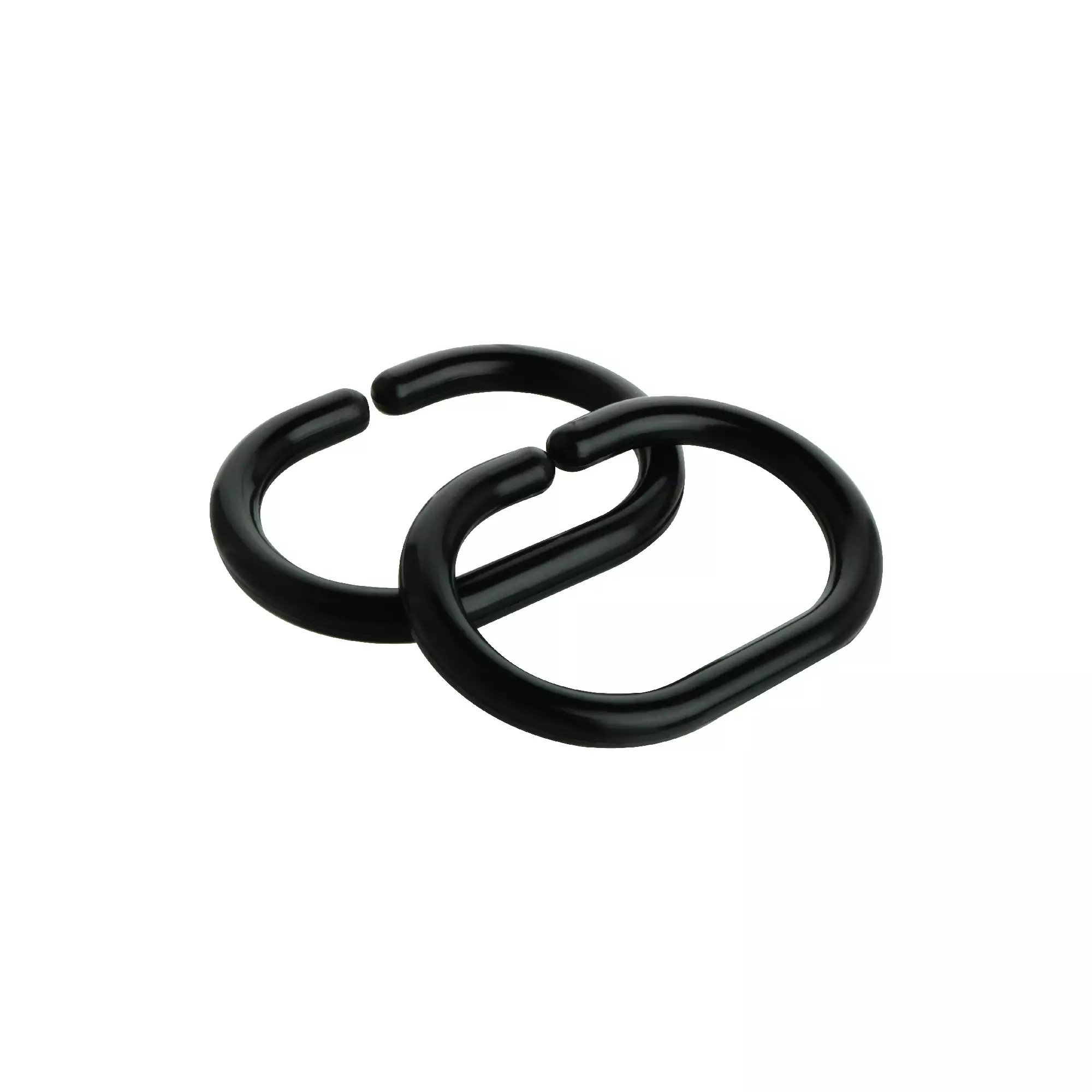 Кольца для штор в ванную овальные, черный пластик (комплект 12 шт.) FIXSEN 1000В