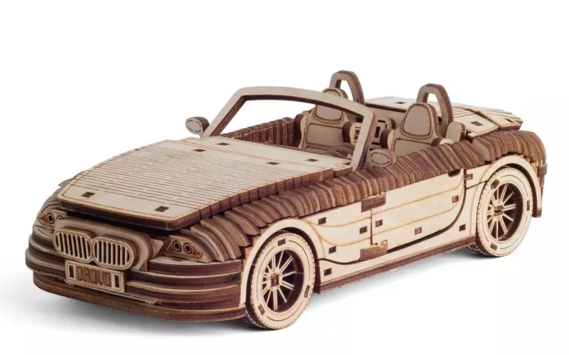 Сборная модель деревянная Автомобиль Родстер 007 Drovo DR007
