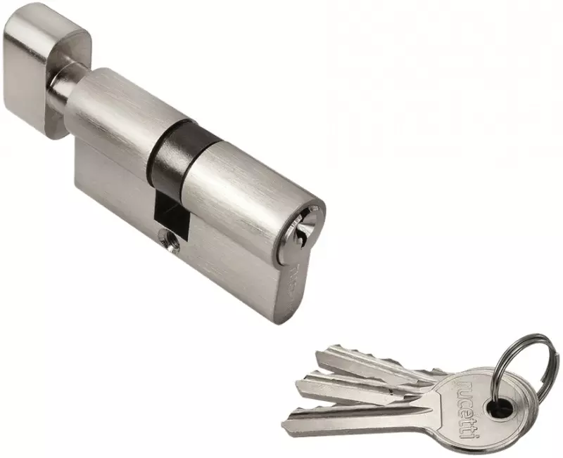 Цилиндровый механизм 60 мм (30/30) ключ/завертка, никель RUCETTI R60CK SN