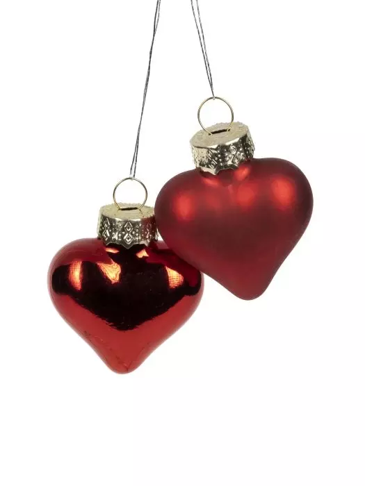 Елочные игрушки Красные Сердца (12 шт), стекло, 2x3,9x4,3 см, 87268