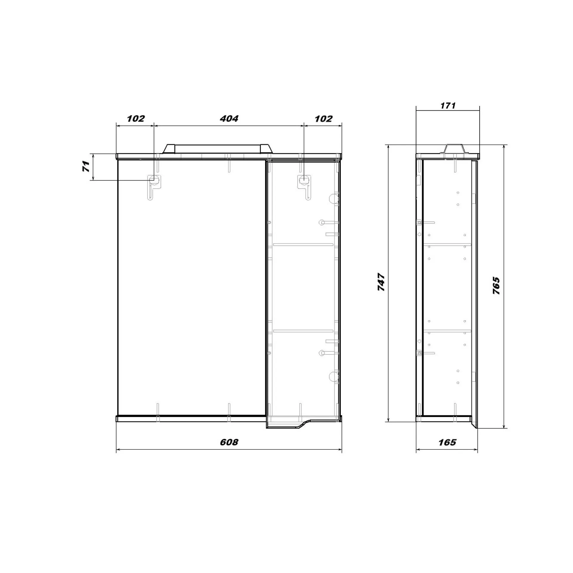 Зеркальный шкаф SanStar Bianco 60 П, 1/дв, белый, 151.1-2.5.1.