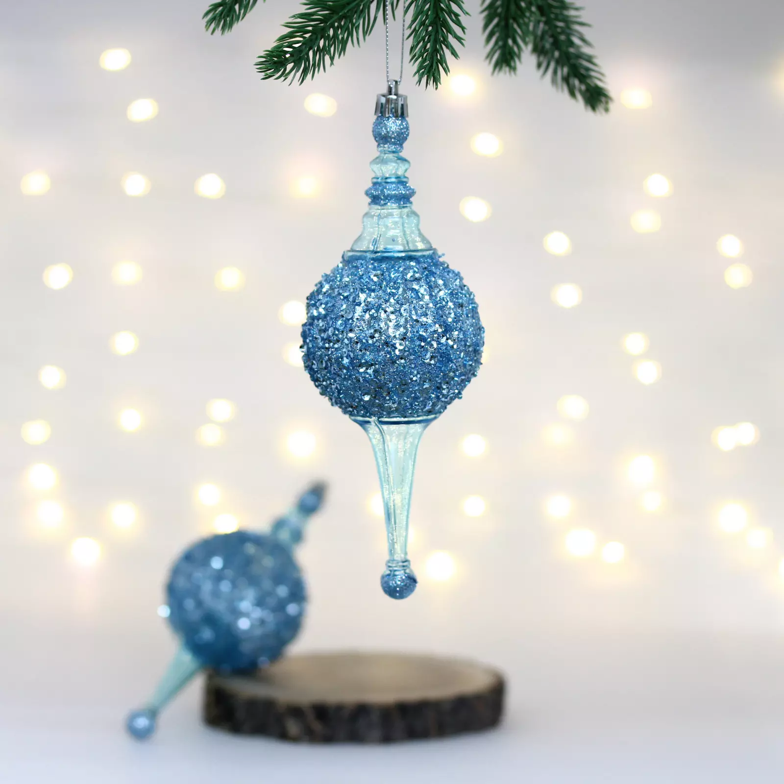 Елочные украшения Мерцание ночи 7х7х20 см (2 шт) голубой 107-6131