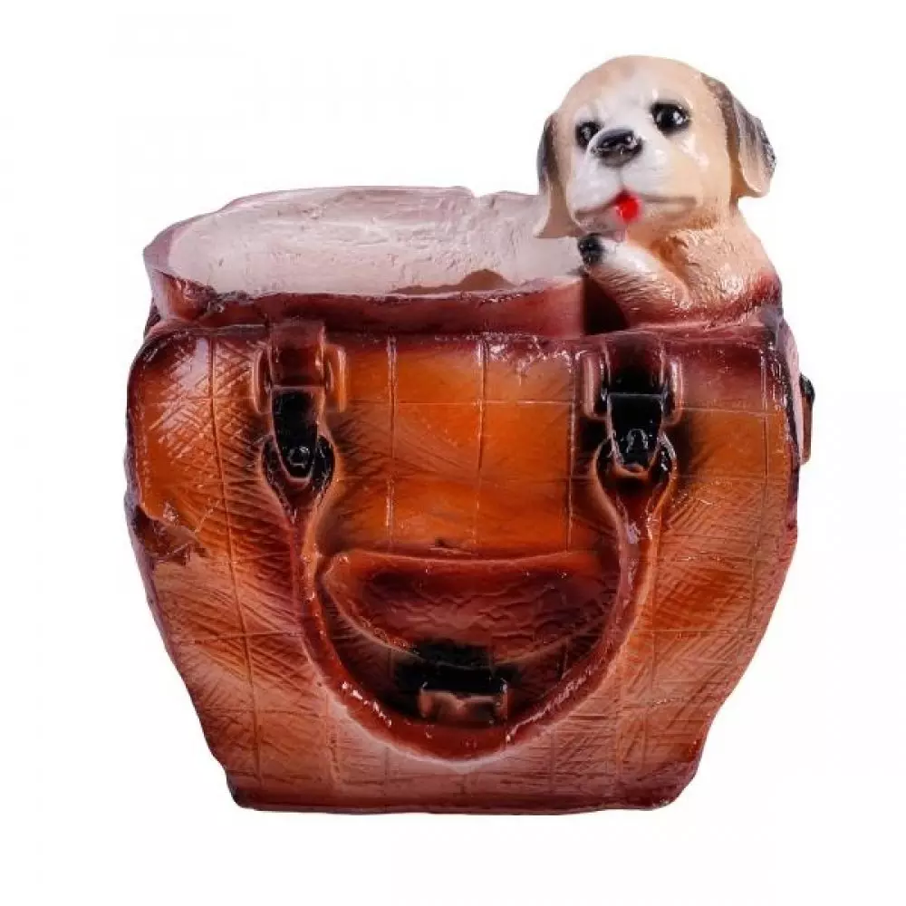 Кашпо садовое из гипса Собака в сумке 180х170 мм 102