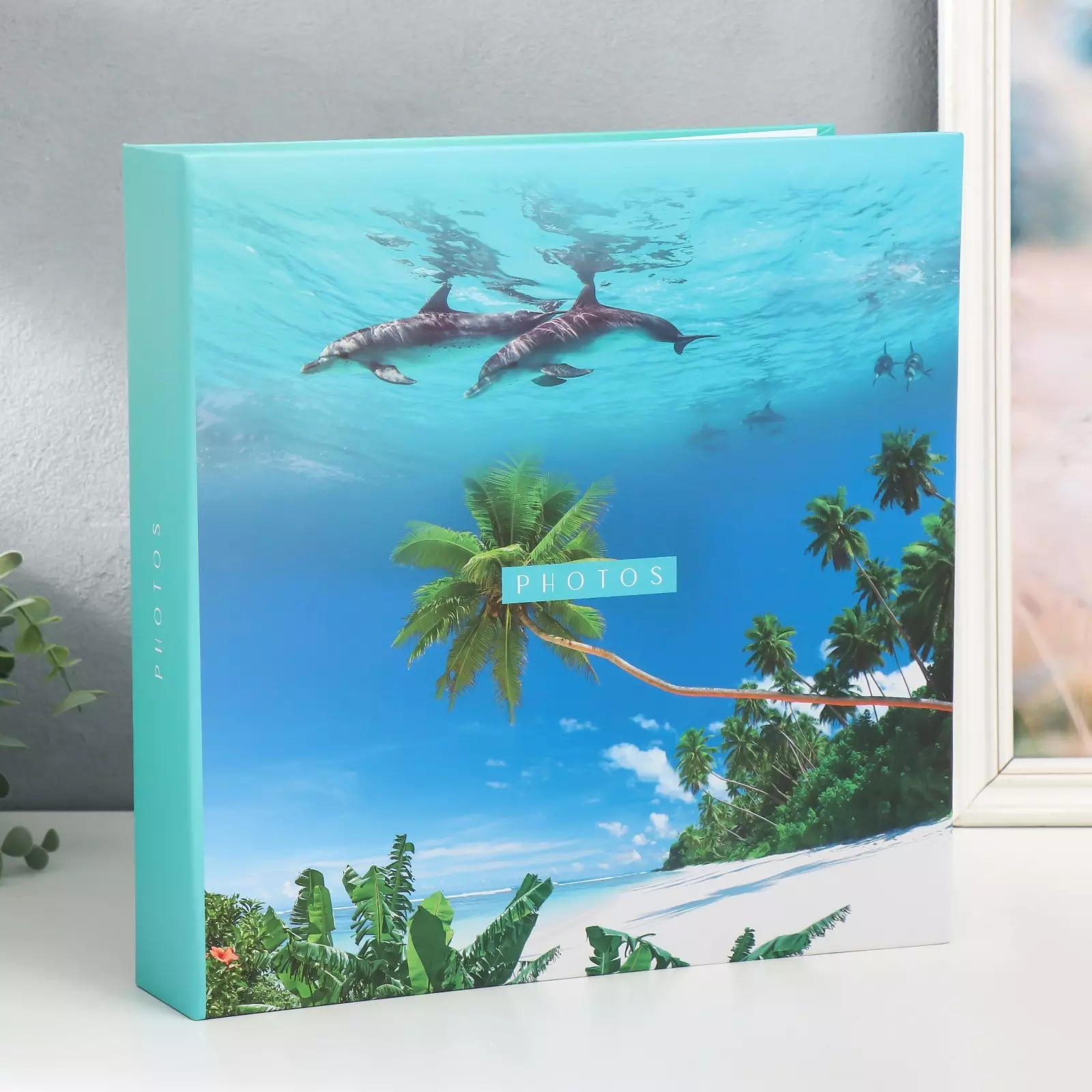 Фотоальбом на 500 фото 10х15 см, пластик. листы , кольца deep blue Дельфины