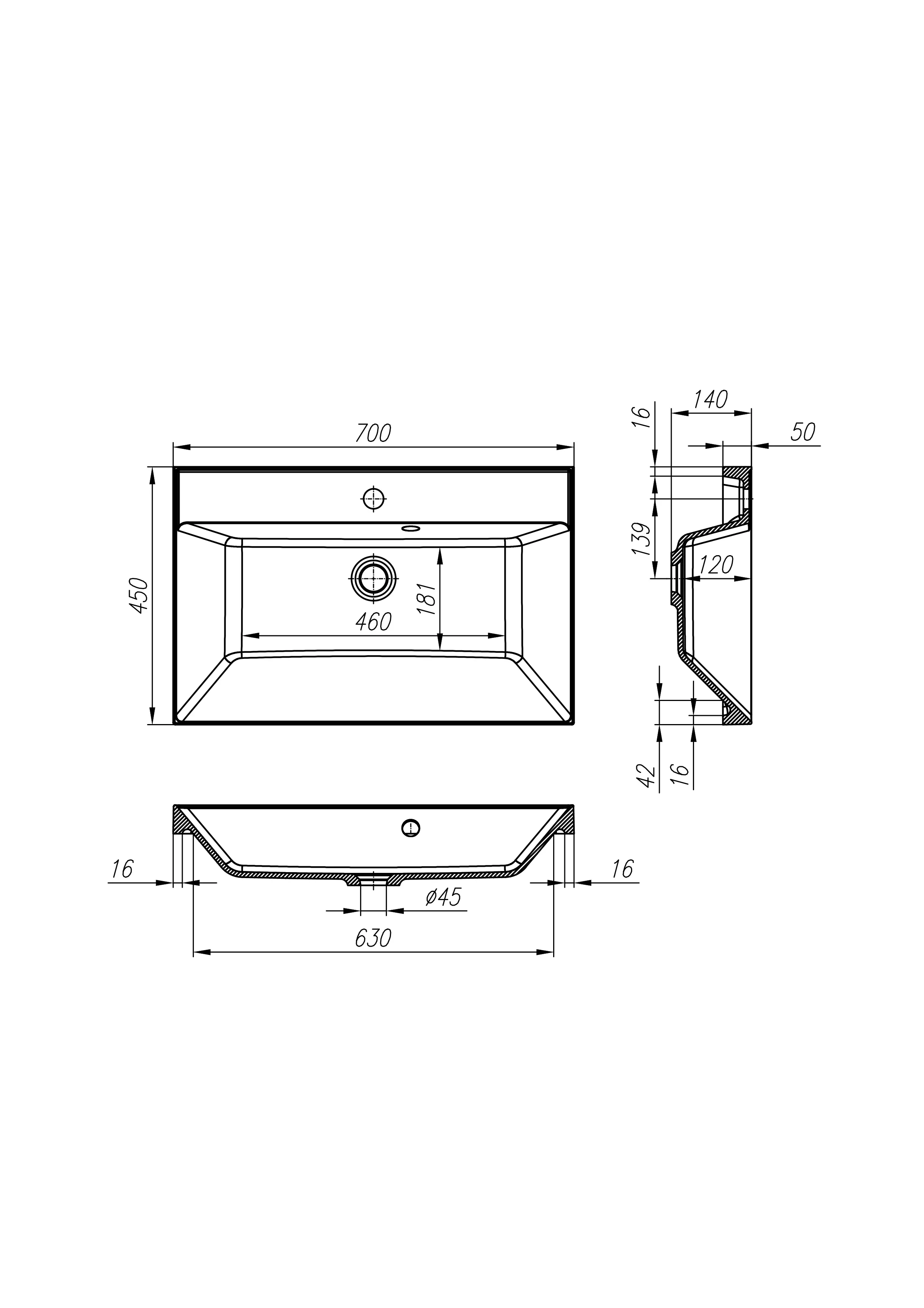 Раковина из литьевого мрамора BelBagno BB700/450-LV-MR-AST (продается только с тумбой)