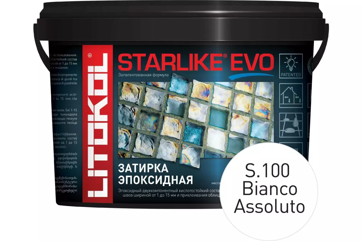 STARLIKE EVO S.100 BIANCO ASSOLUTO эпоксидный состав для укладки и затирки мозаики и керамической пл