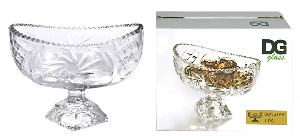 Конфетница на ножке 15.5 x 9.5 x 11.5 см, стекло, "Солнечная звезда" KAVEН CB7110GCL
