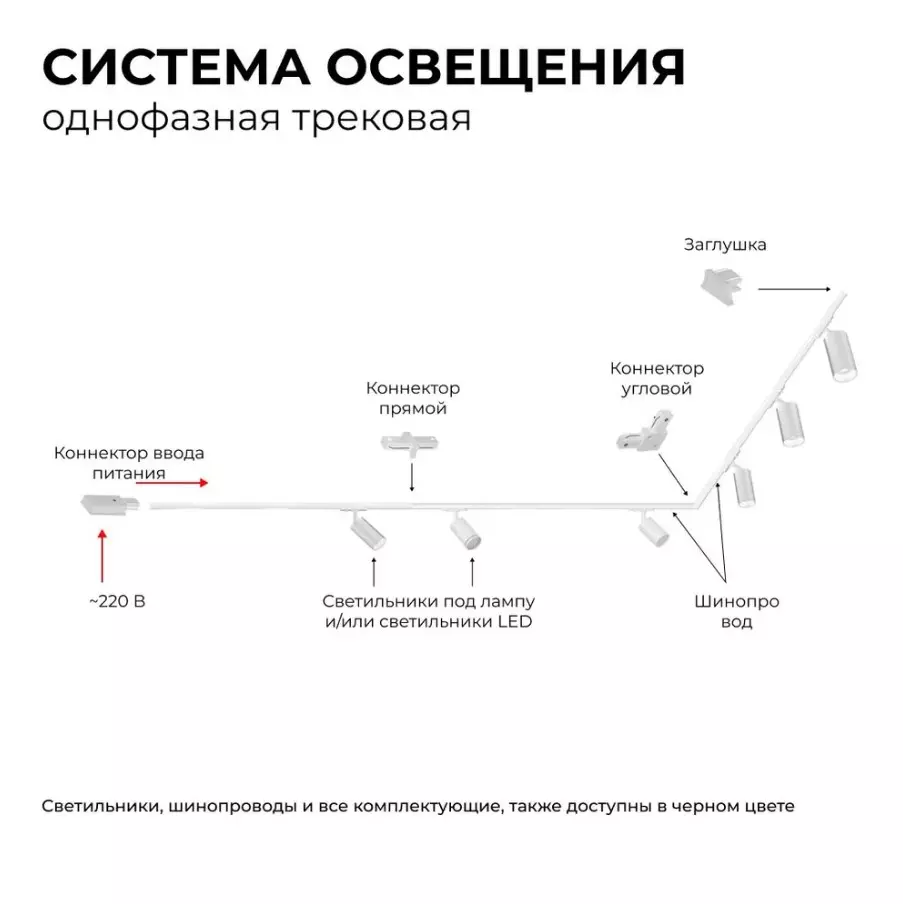 Трековый светильник спот цилиндр GU10 белый Apeyron 16-71