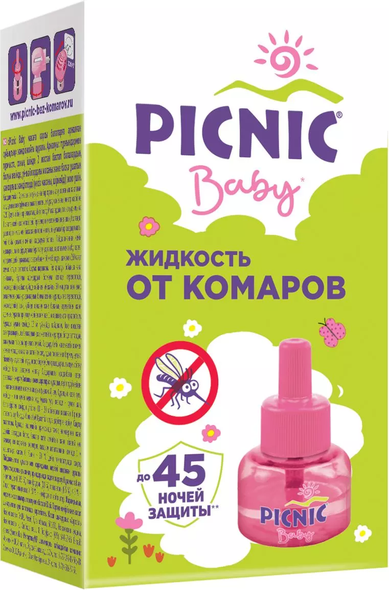Жидкость от комаров Picnic Baby для фумигатора 45 ночей