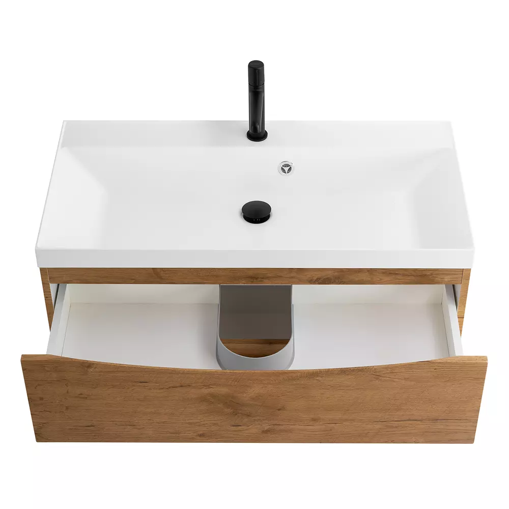 Подвесная тумба с раковиной BelBagno 80 см дуб натуральный MARINO-800-2C-SO-RN-P+BB800/450-LV-MR-AST