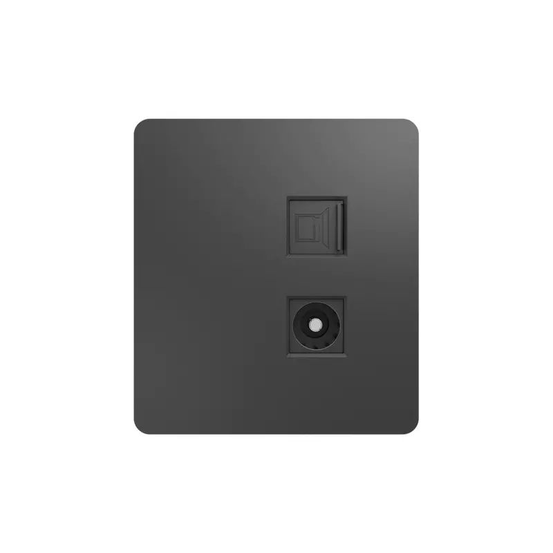 Розетка встраиваемая интернет+ТВ титан Kranz Miele Round KR-78-0722-2