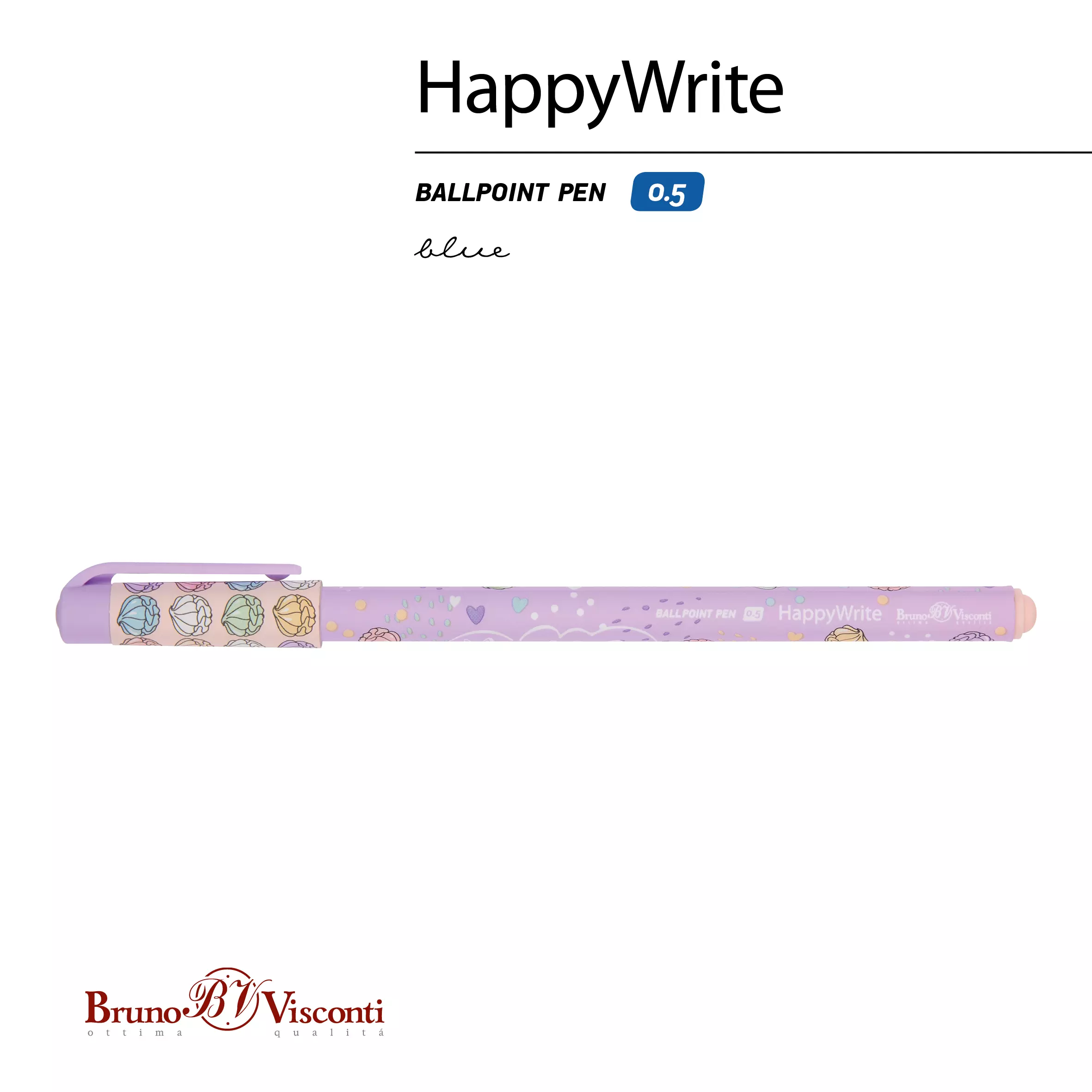 Ручка шариковая BrunoVisconti HappyWrite. My Sweet Зефирки 0.5 мм синяя