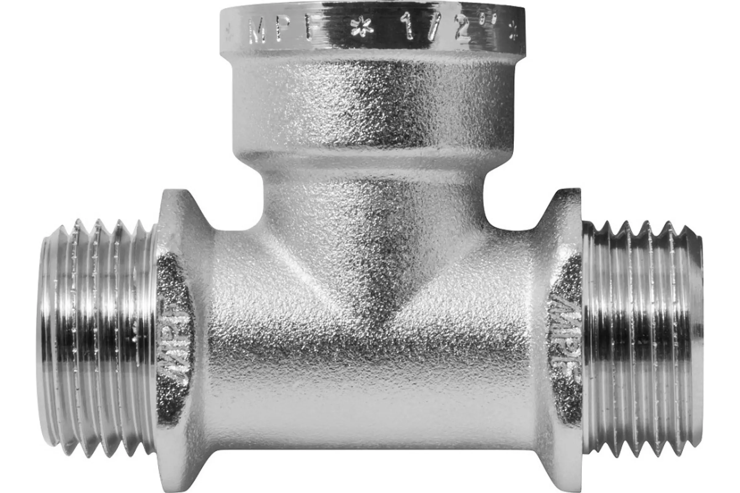 Тройник 1/2" НР/ВР/НР никель с ограничителем MPF ИС.072071