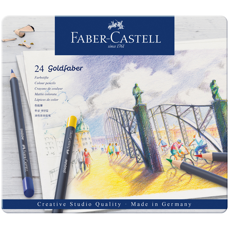 Карандаши художественные цветные Faber-Castell Goldfaber 24 цвета заточеннные
