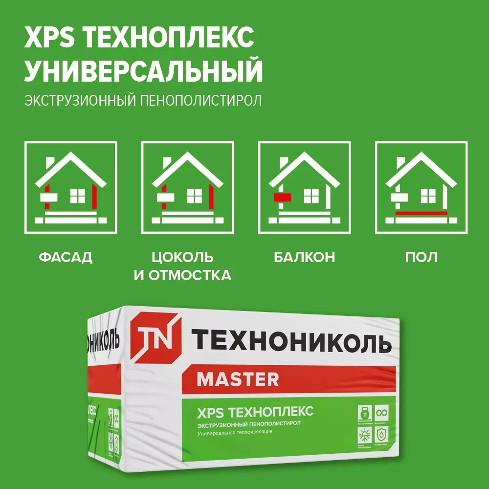 Экструдированный пенополистирол ТЕХНОПЛЕКС 30х580х1180 мм 13 шт/уп