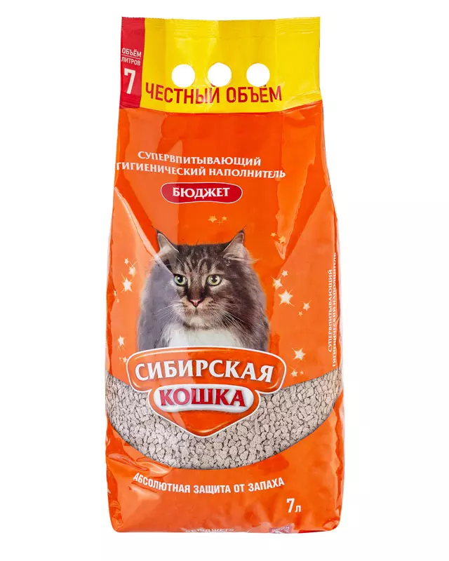 Кошачий наполнитель гидросиликат кальция СИБИРСКАЯ КОШКА Бюджет 7 л
