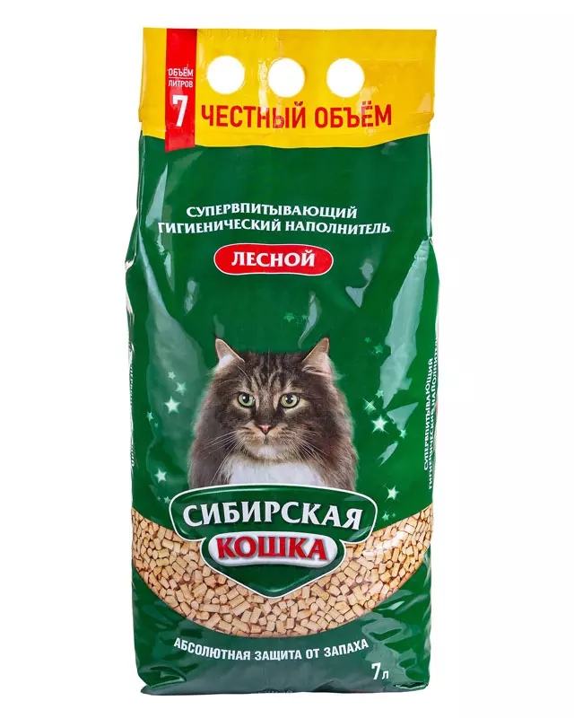 Кошачий наполнитель древесный СИБИРСКАЯ КОШКА Лесной 7 л