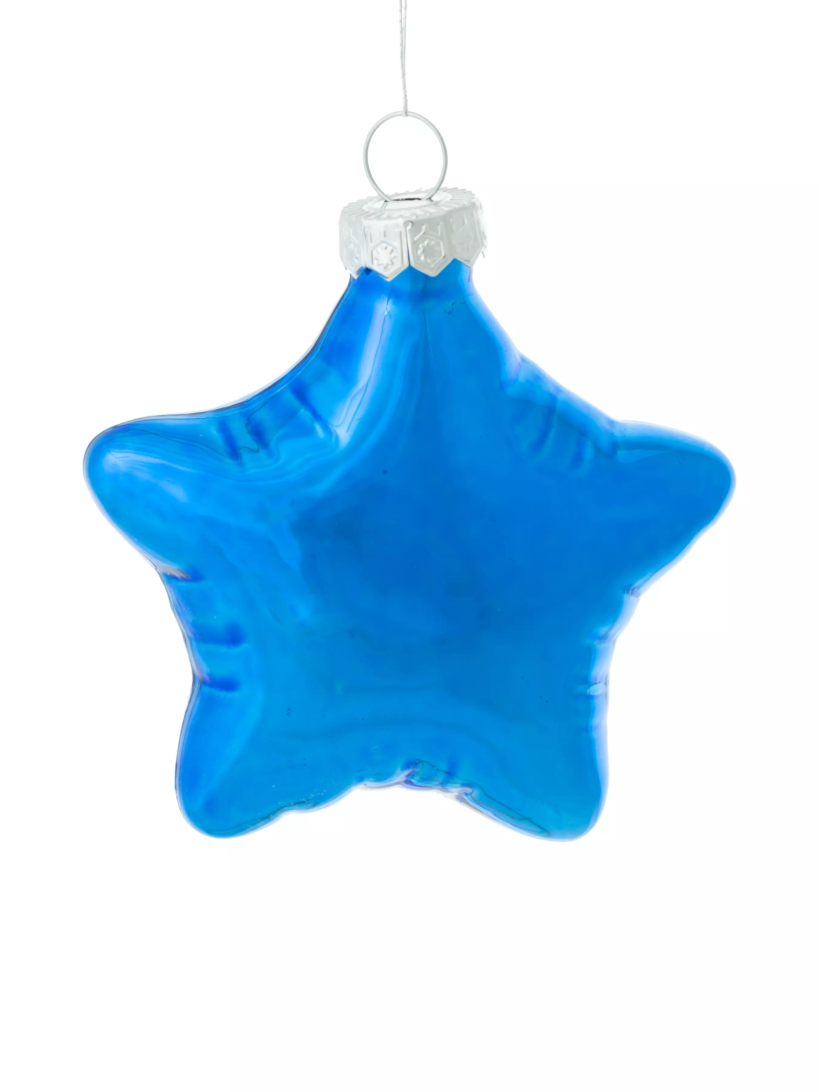 Новогоднее подвесное украшение Синяя звезда из стекла / 8*8*2см 89642