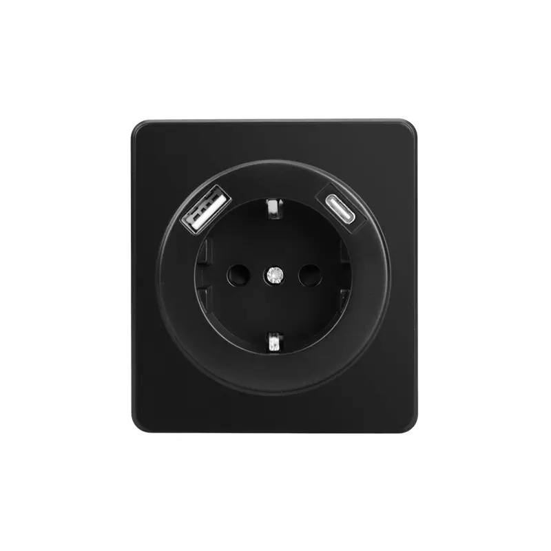 Розетка встраиваемая с заземлением+Type-C+USB оникс Kranz Miele Round KR-78-0704-3