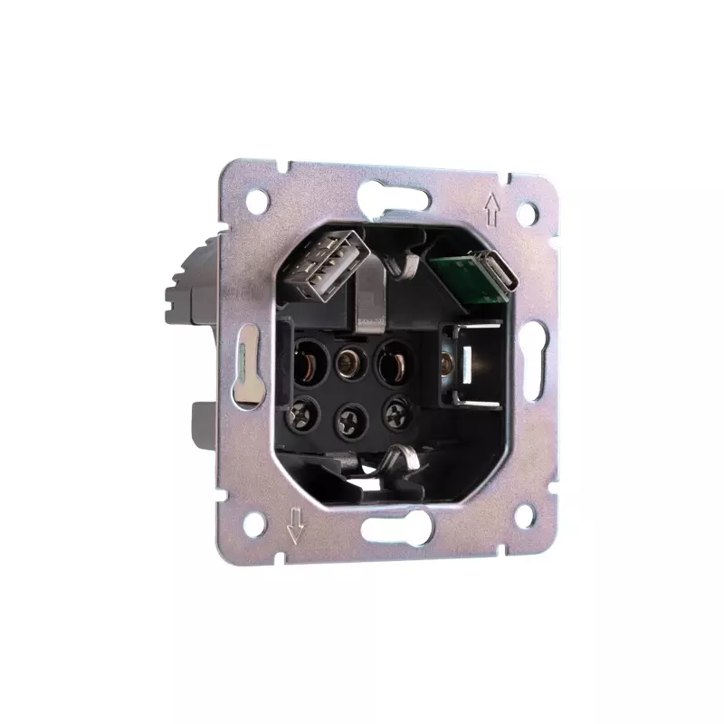 Розетка встраиваемая с заземлением+Type-C+USB оникс Kranz Miele Round KR-78-0704-3