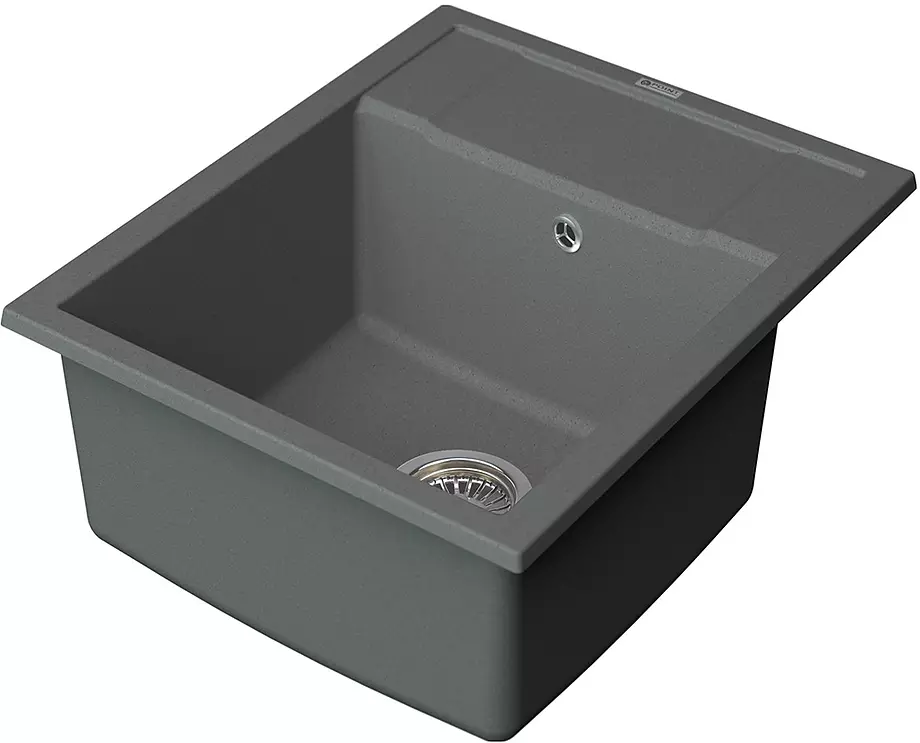 Кварцевая мойка для кухни 60х50х20 см Point Римо 60 PN3010AL серый, прямоугольная с крылом