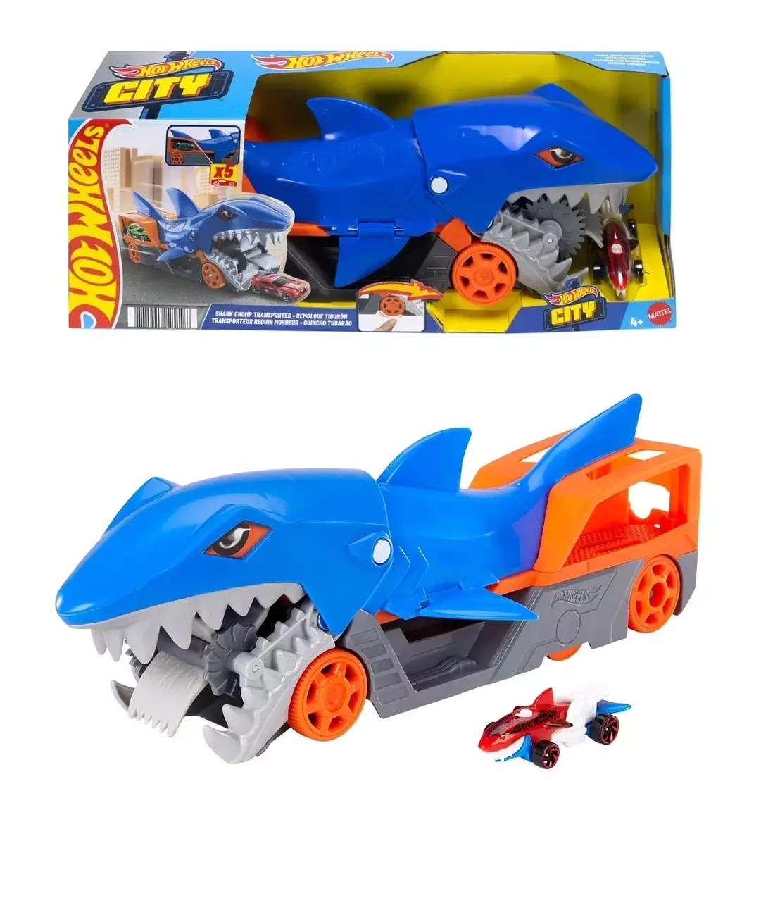 Игровой набор для ловли и перевозки машинок, Акула, 1 машинка, Hot Wheels City GVG36