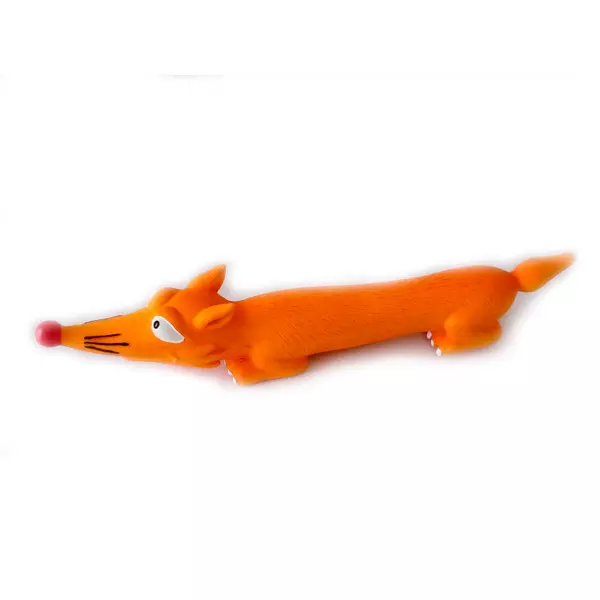 Игрушка для собак Лиса длинная оранжевая с пищалкой, латекс, 25 см.(N1)