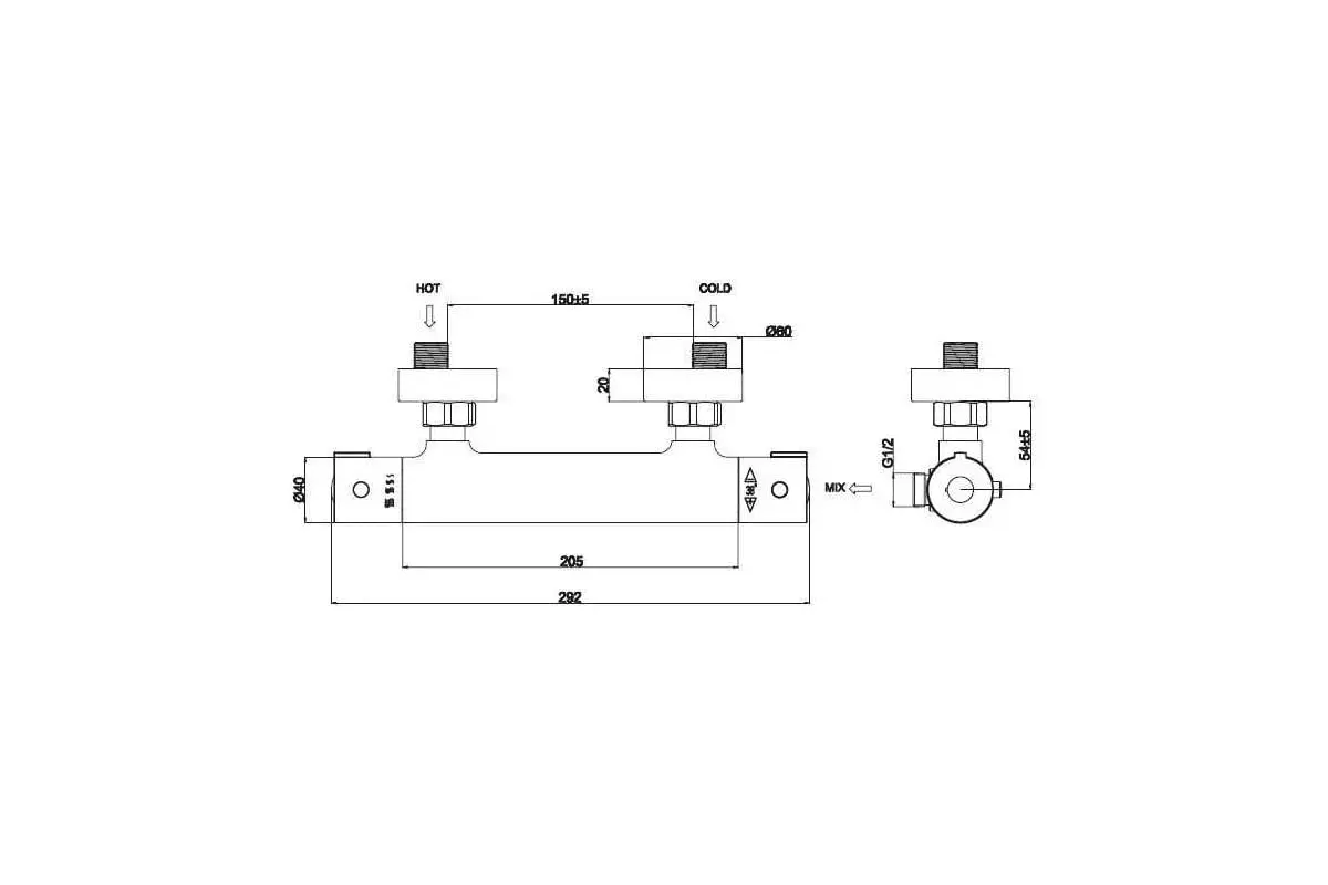Смеситель для душа, Термостат, хром, ESKO Mikros T3080, латунь