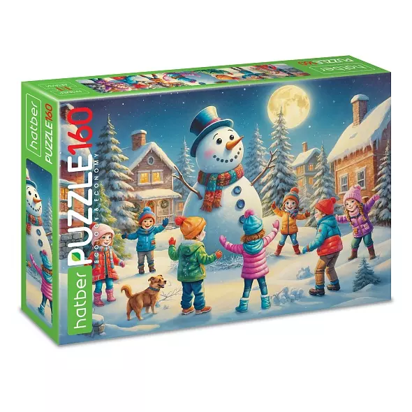 Новогодний пазл 160 элементов 330х220 мм Зимние каникулы Hatber Eco 093236