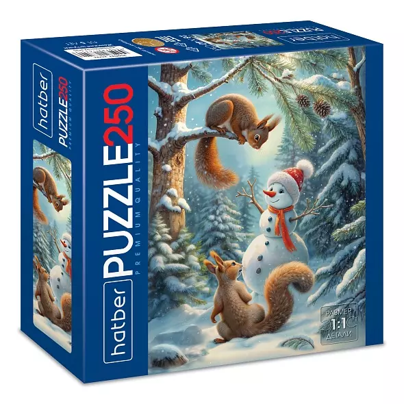 Новогодний пазл 250 элементов 280х400 мм В снежном лесу Hatber Premium 093288