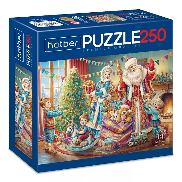 Новогодний пазл 250 элементов 400х280 мм В гостях у елочки Hatber Premium 093287