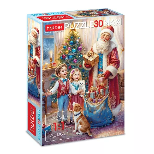 Новогодний пазл 30 элементов 210х290 мм MaxiВремя чудес Hatber 093228