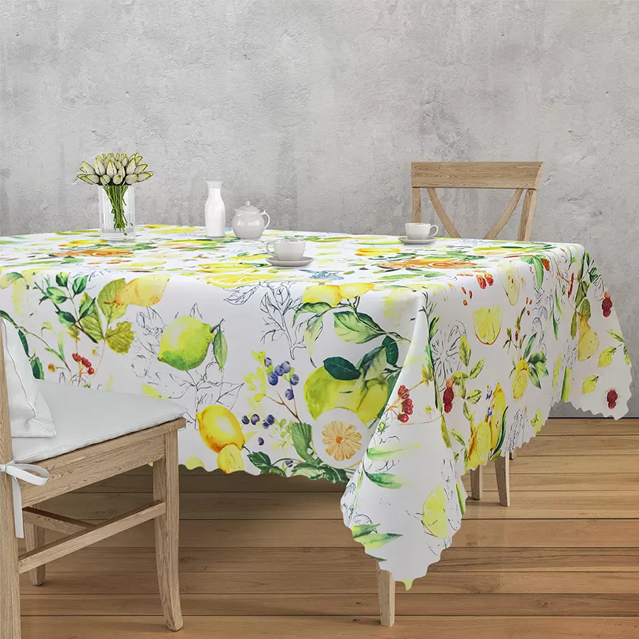 Скатерть на стол 140*220 см пвх лимоны печать Bravo