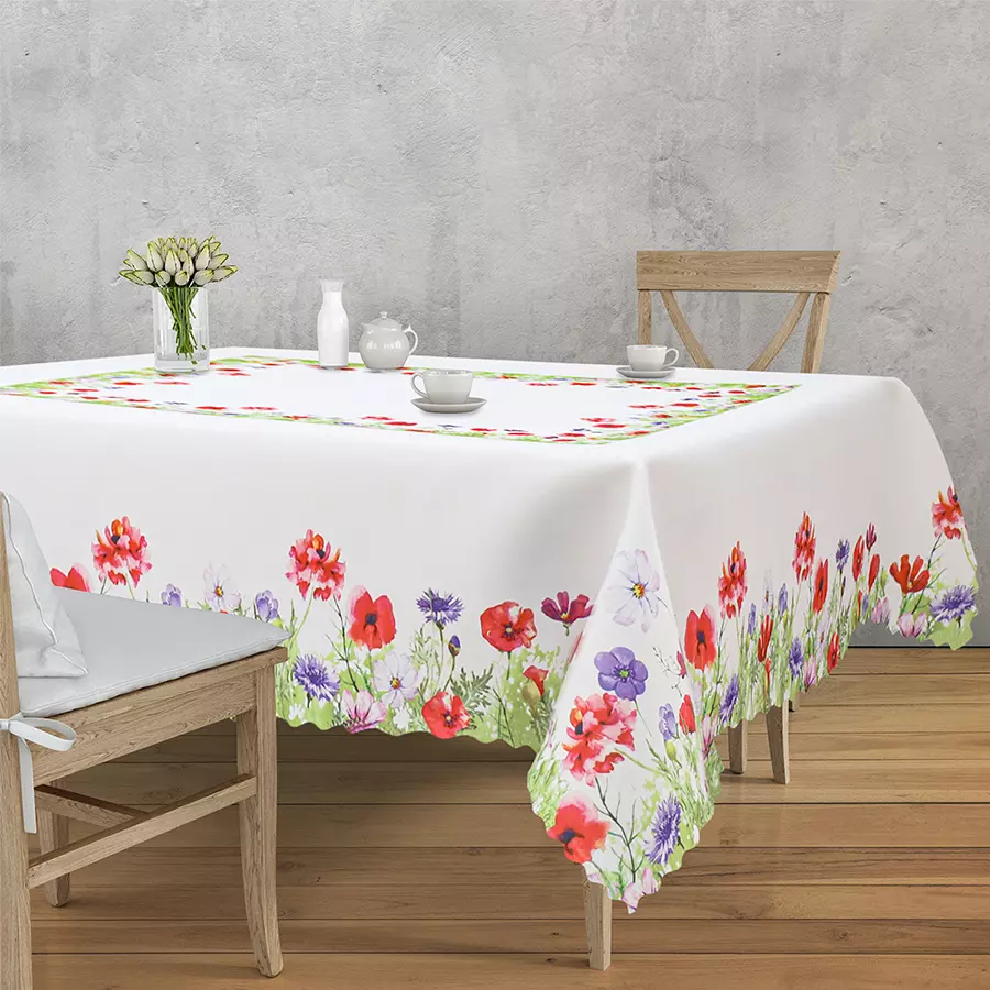 Скатерть на стол 140*220 см пвх маки печать Bravo