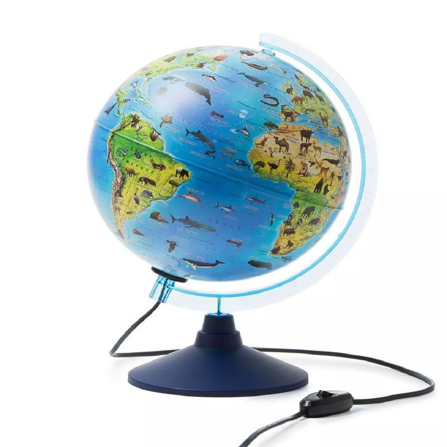 Глобус Зоогеографический (Детский) с подсветкой d=210 мм 