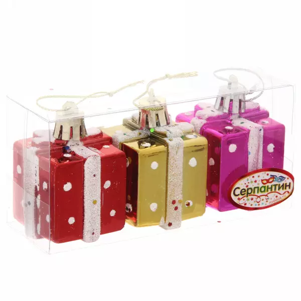 Елочные украшения (3 шт) 3,5 см Подарочек микс 196-365