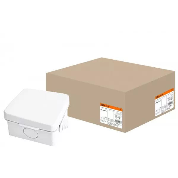 Распределительная коробка накладная 65х65х50мм 4 ввода IP54 серый